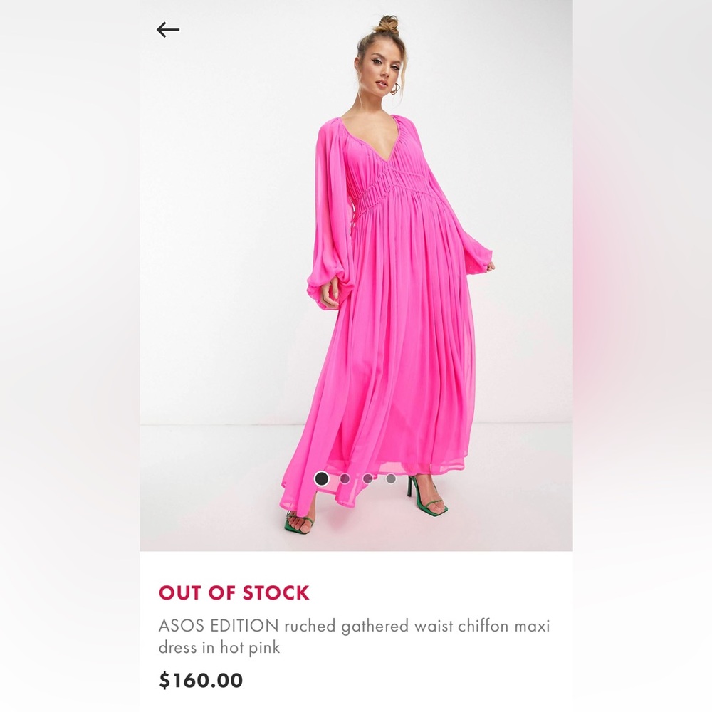 Asos Edition NWOT gathered pink chiffon dress